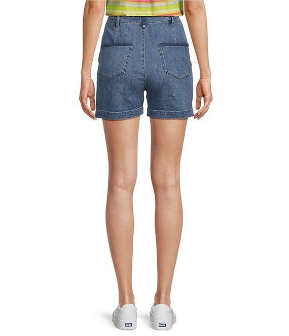 Westbound High Rise Denim Utility Pocket Cuffed Shorts Product Image
