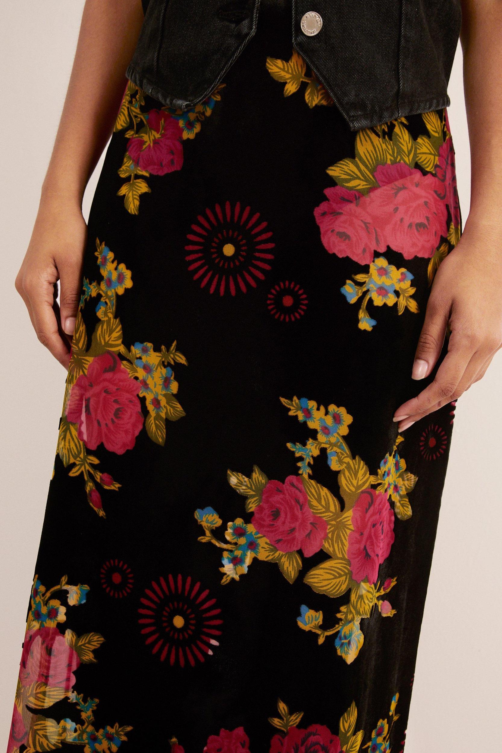 Floral Devore Maxi Skirt Product Image