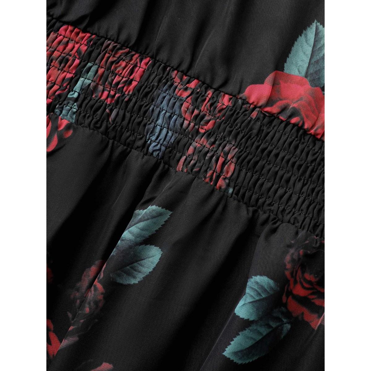 Plus Size Cami Lace Floral Waist Cinching Midi Dress Black Women Cocktail Woven ribbon&lace trim Party Curvy Bloomchic 26/4X Product Image