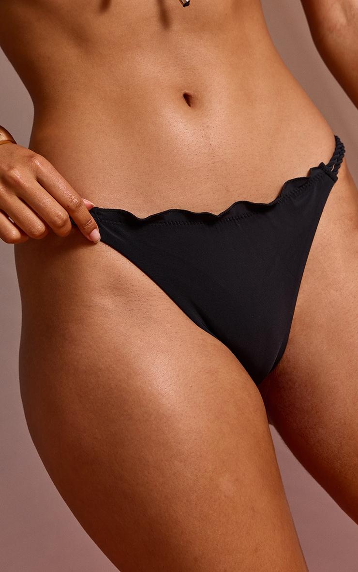 Black Twist Detail Tanga Bikini Bottoms Product Image
