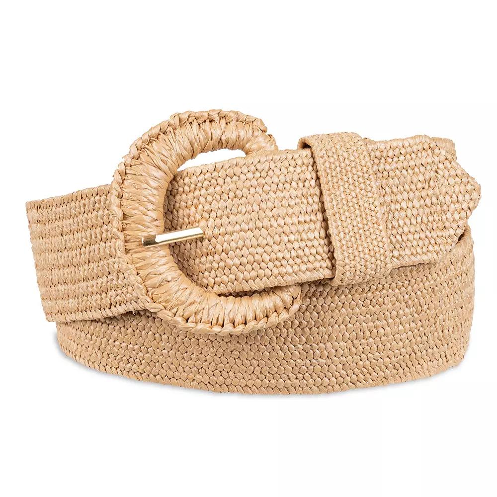 Women's LC Lauren Conrad Straw With Wrapped Buckle Belt, Size: Medium, Natural Product Image
