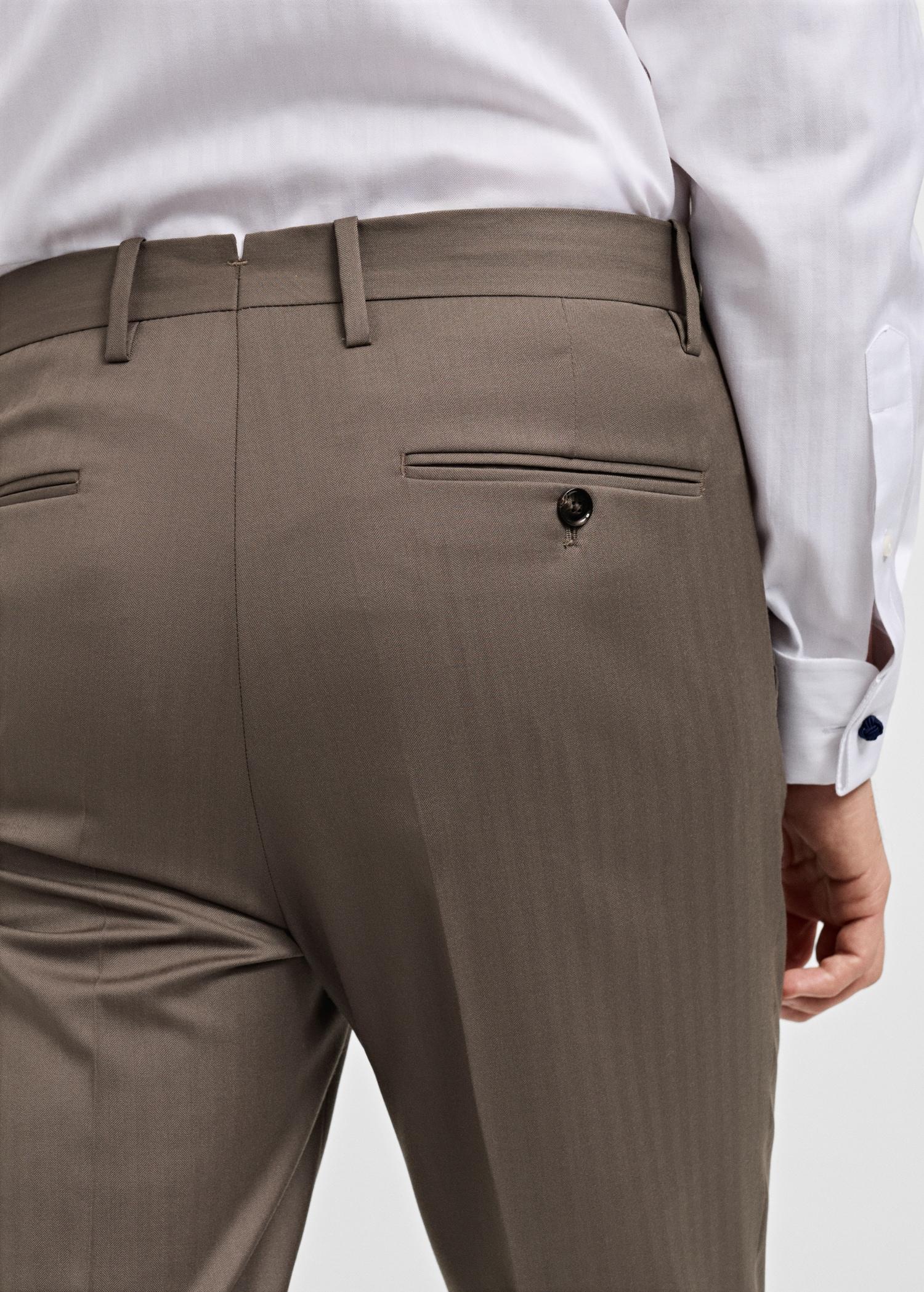 100% virgin wool herringbone suit pants - Men | MANGO USA Product Image