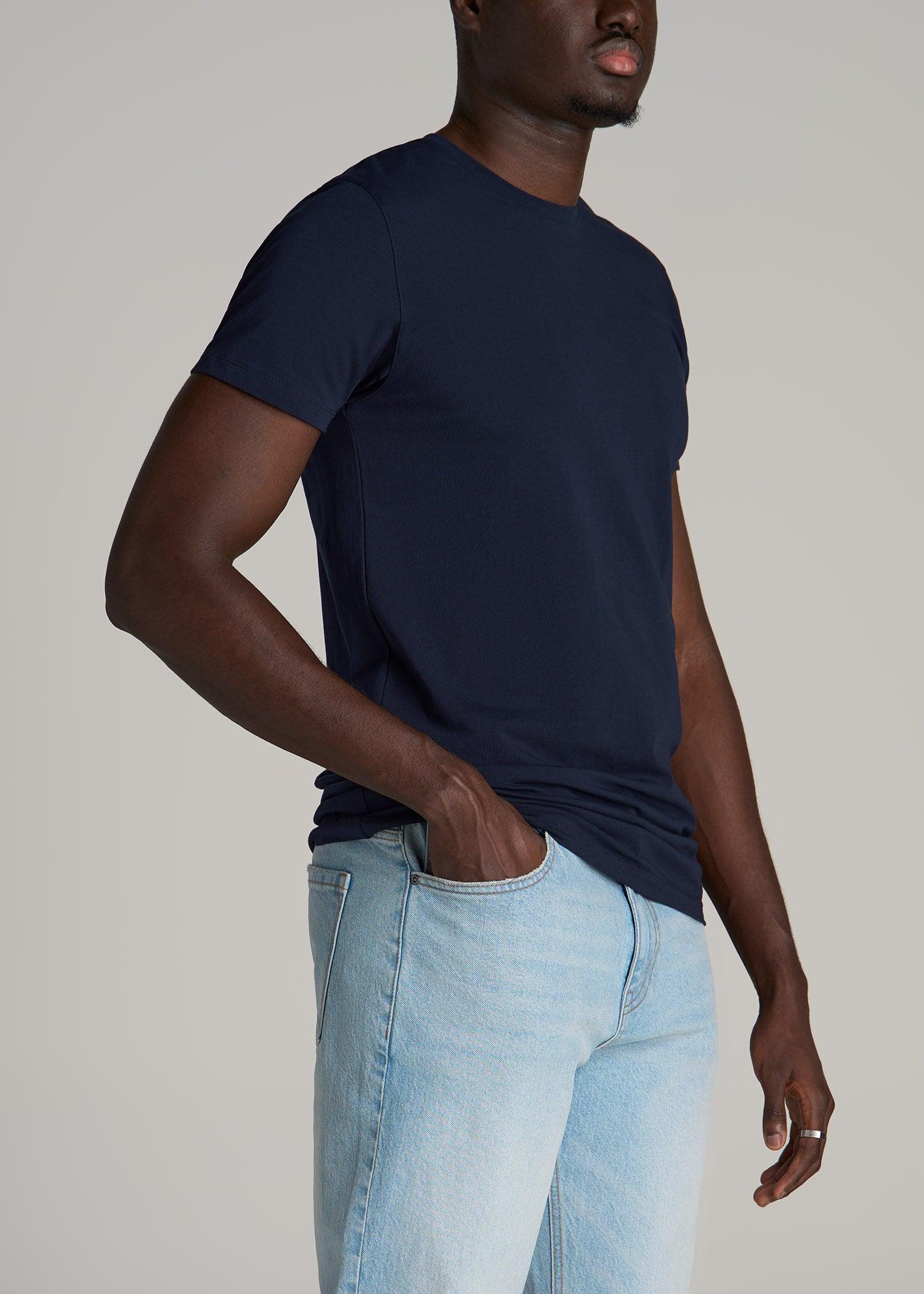 The Essential MODERN-FIT Crewneck Tee for Tall Men in True Navy Male Product Image