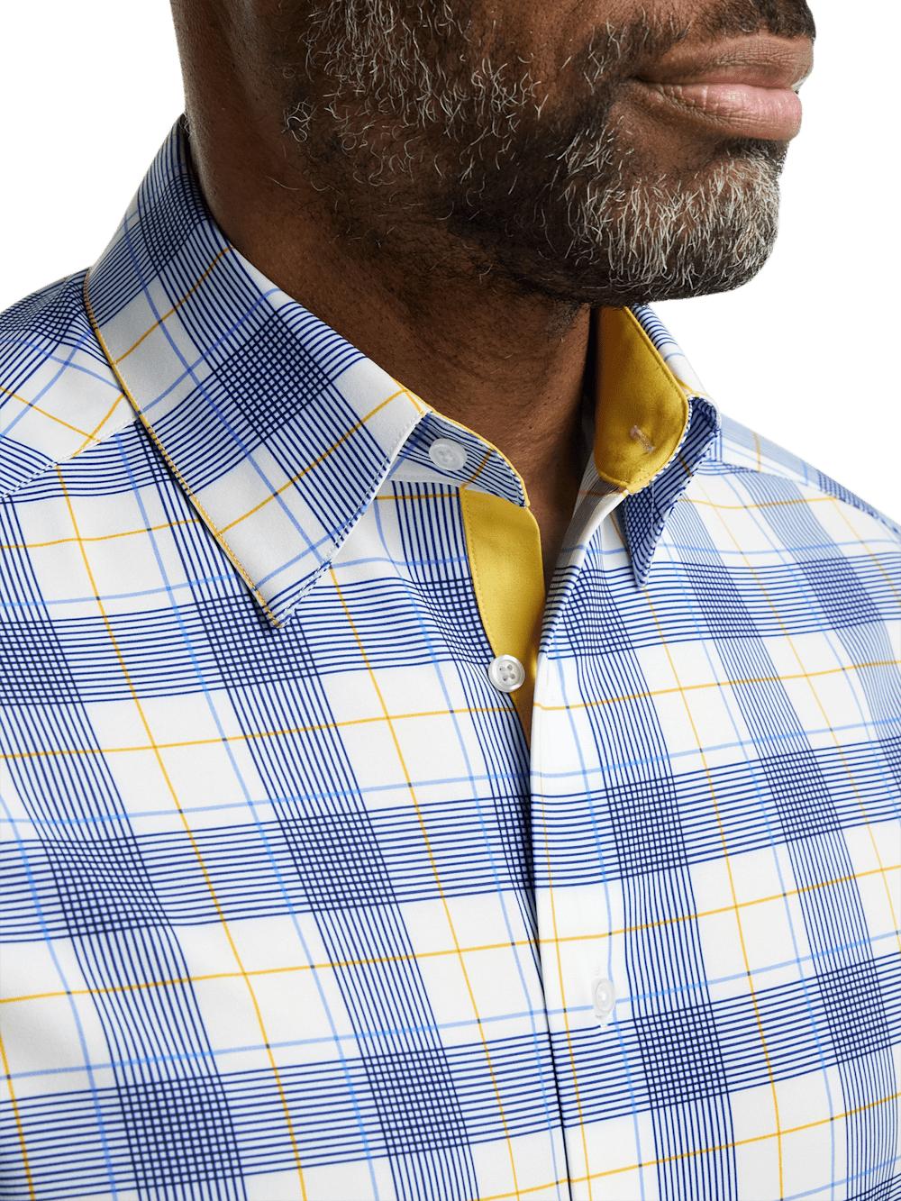 Performance Stretch Check Casual Shirt - Blue/yellow Product Image