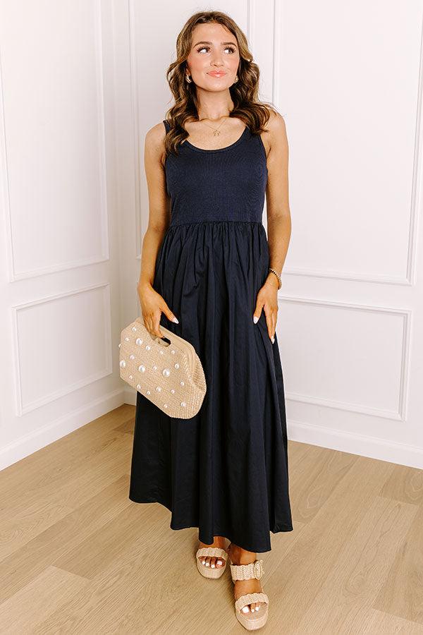 Courtyard Charm Midi Dress in Navy Product Image