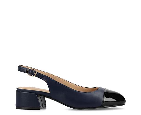 Journee Sammie Women's Cap Toe Block Heel Slingback Pumps,  Product Image