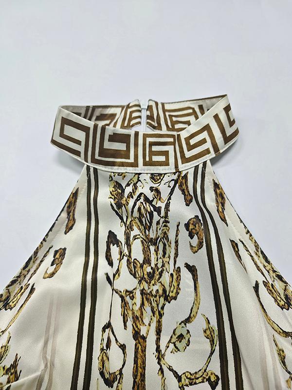 Sleeveless Wide Leg Printed Halter-Neck Jumpsuits Product Image