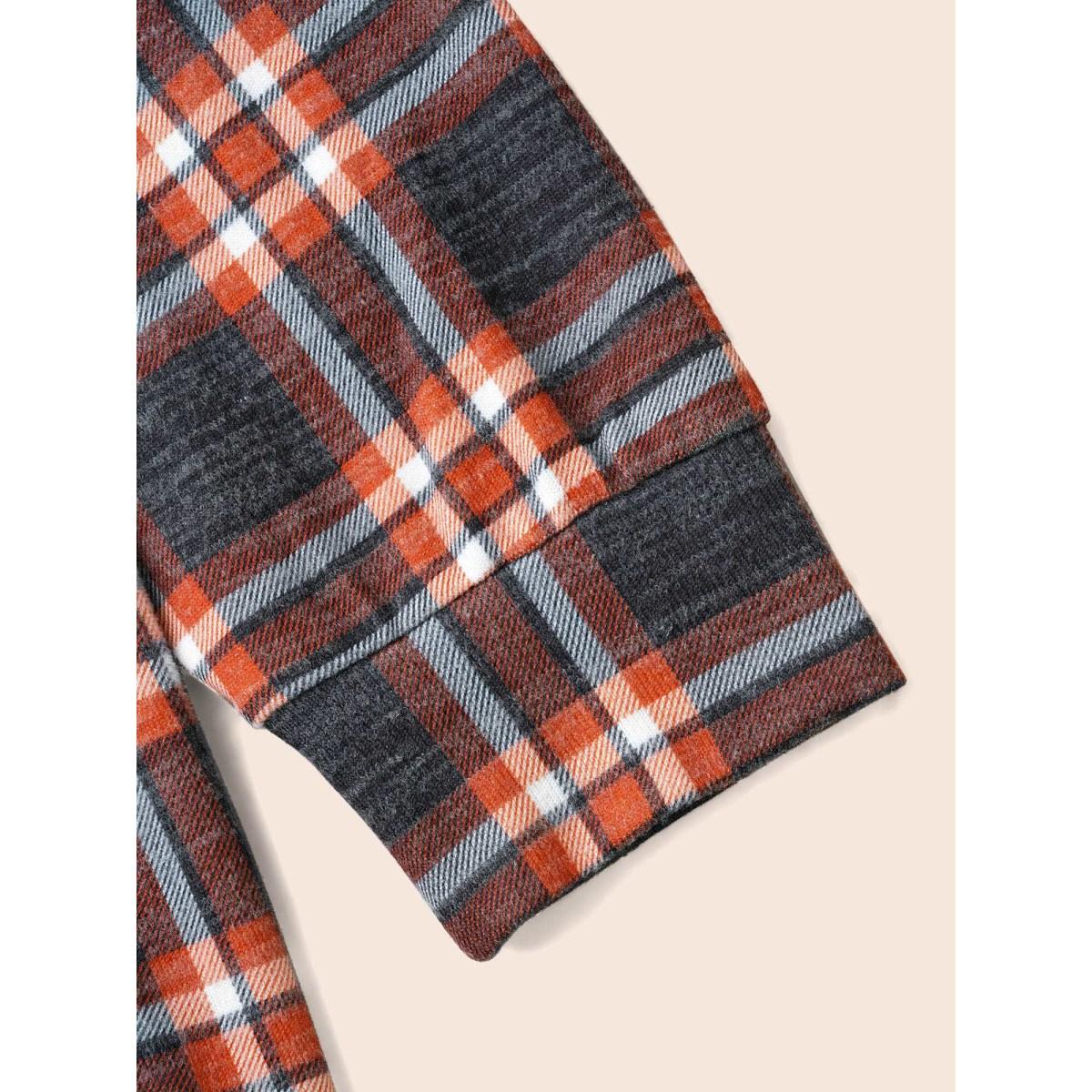 Plus Size Plaid Hooded Drawstring Raglan Sleeve Sweatshirt Women Multicolor Leisure Drawstring Hooded Casual Sweatshirts BloomChic 26/4X Product Image