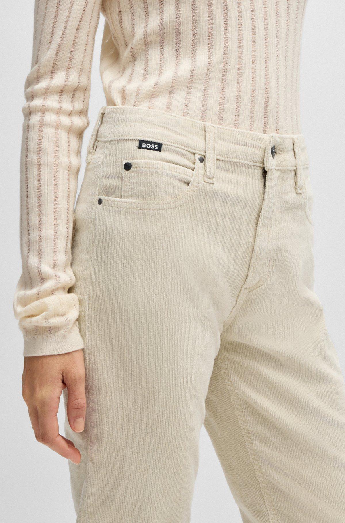 BOSS - Straight-fit jeans in stretch-cotton corduroy denim - Light Beige Product Image