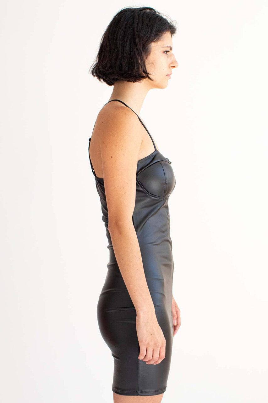 Pleather Zip Up Bustier Dress Product Image