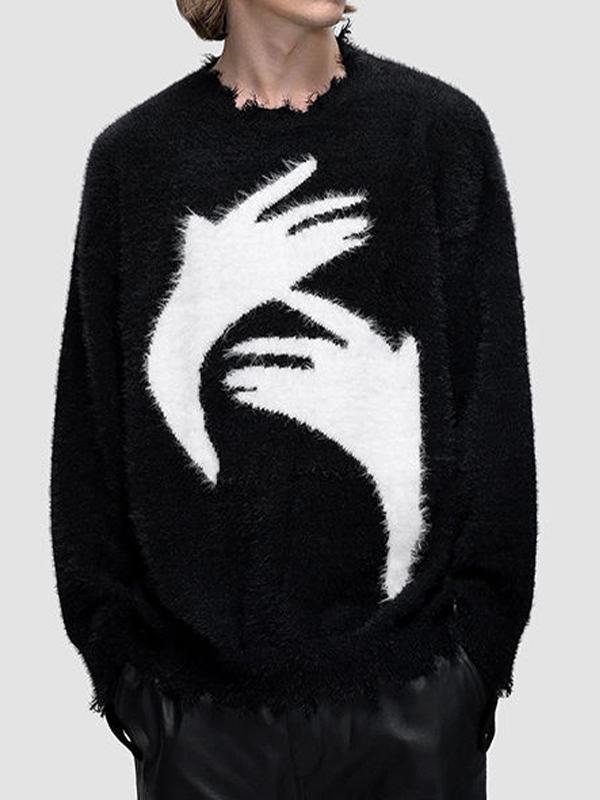 Men's Plush Abstract Jacquard Sweater Product Image