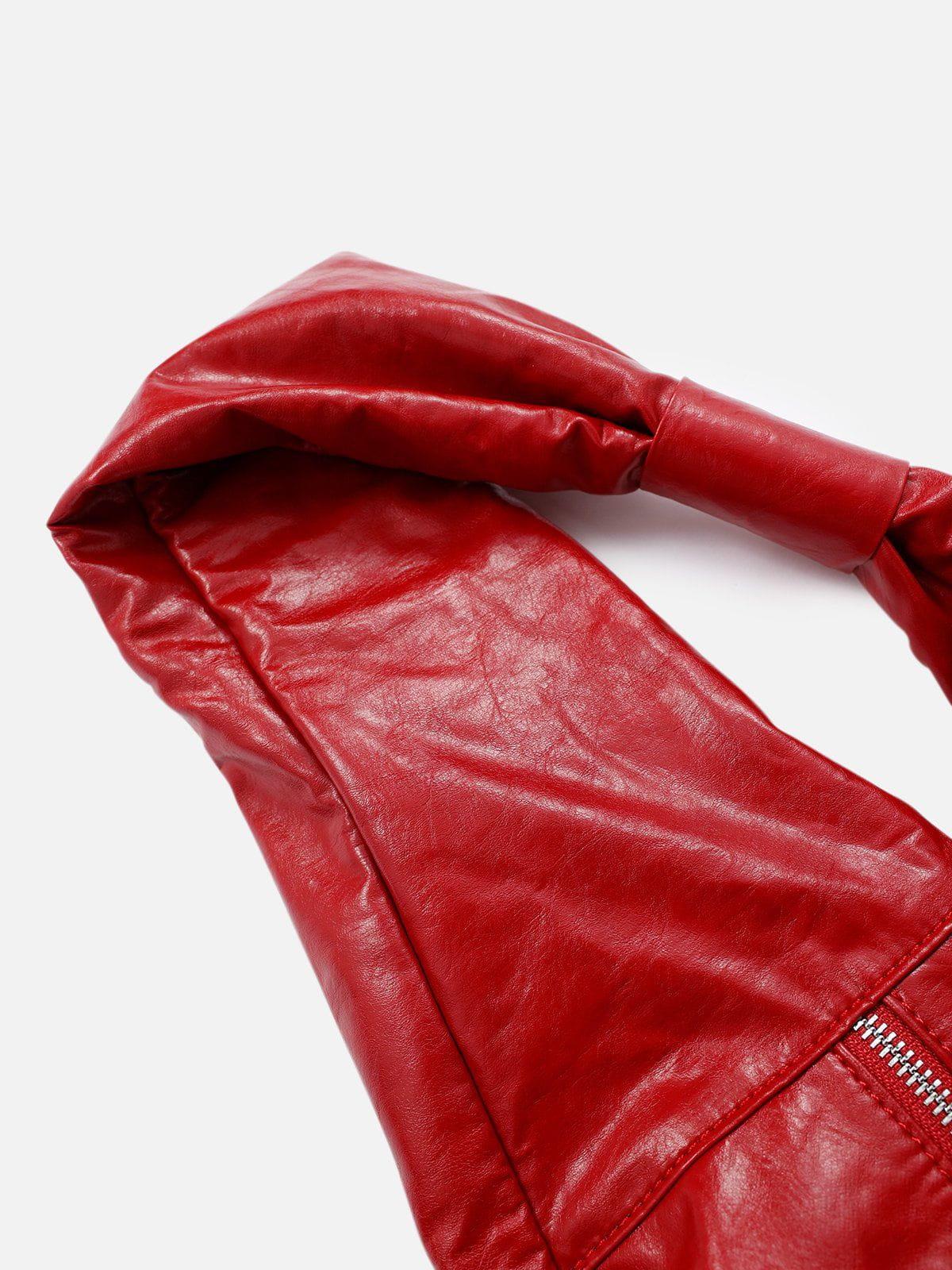 Red Faux Leather Diagonal Bag Product Image