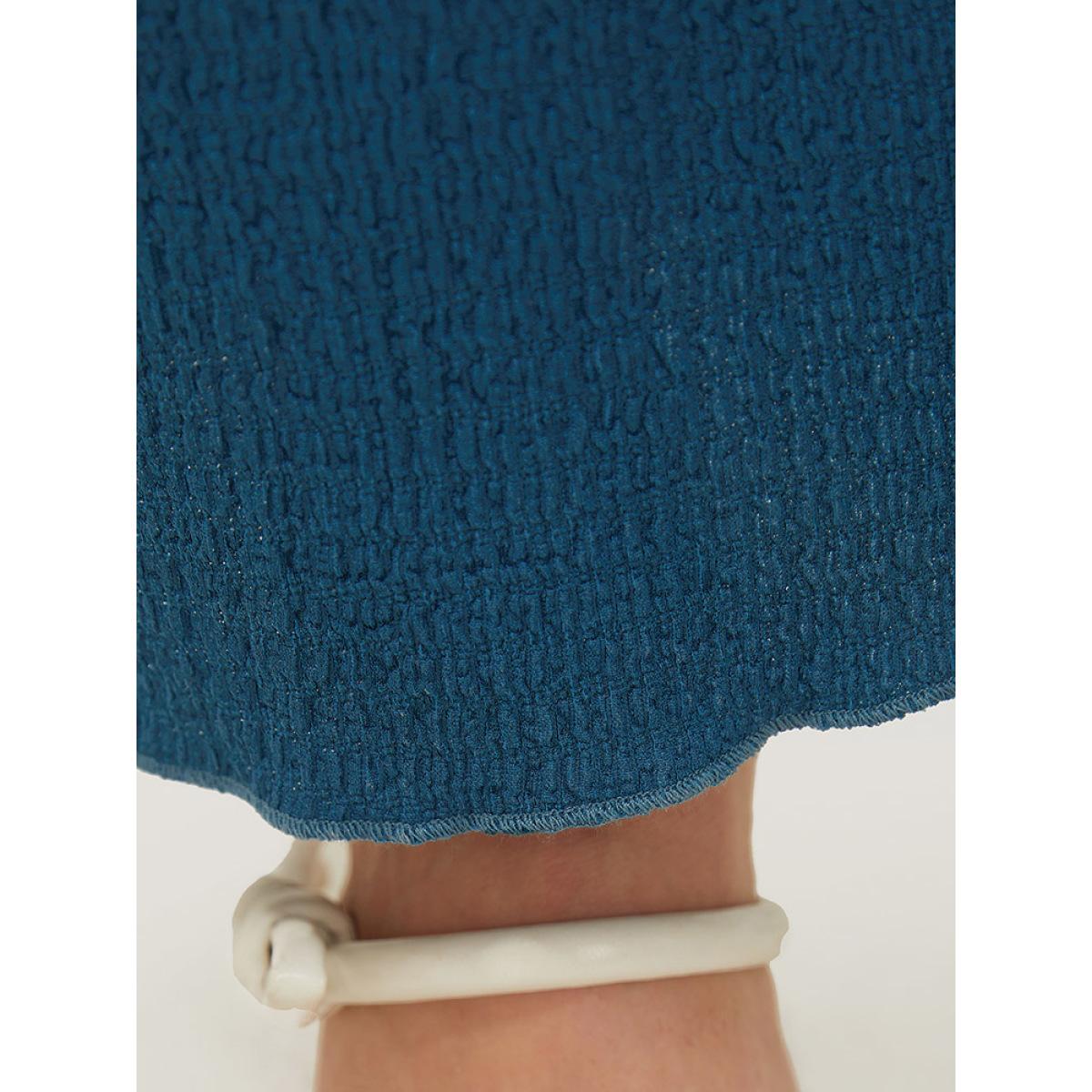 Plus Size Solid Textured Elastic Waist Pocket Bootcut Pants Women Aegean Casual Mid Rise Dailywear Pants BloomChic 22-24/3X Product Image