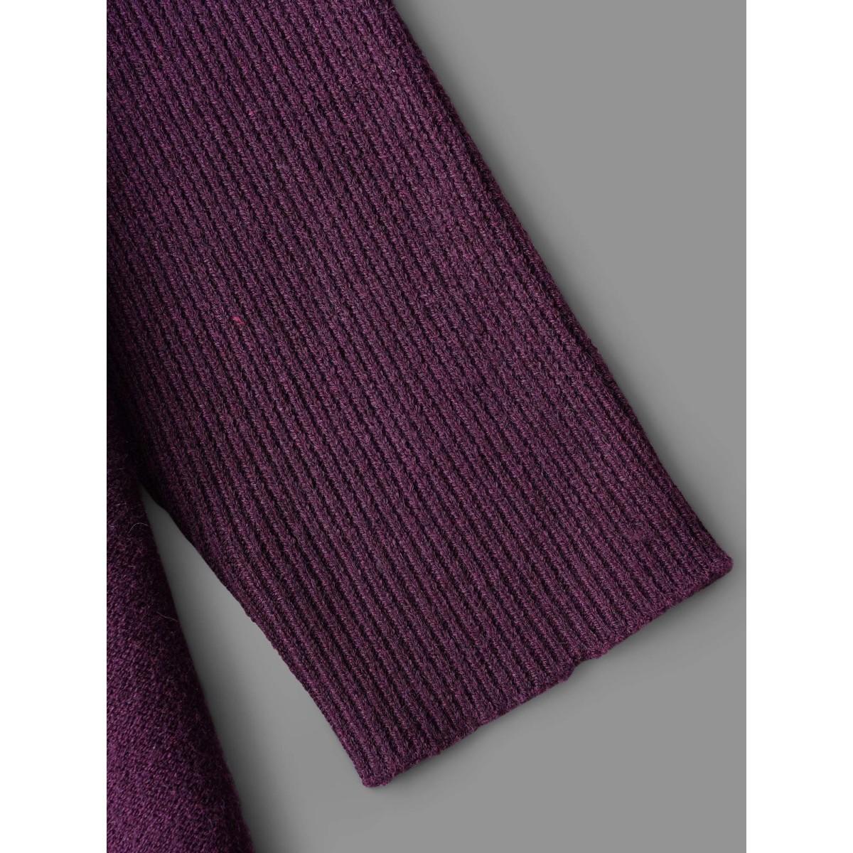 Plus Size Supersoft Essentials Turtle Neck Asymmetrical Hem Slit Pullover Eggplant Women Casual Loose Long Sleeve Turtleneck Everyday Pullovers BloomChic 10/M Product Image