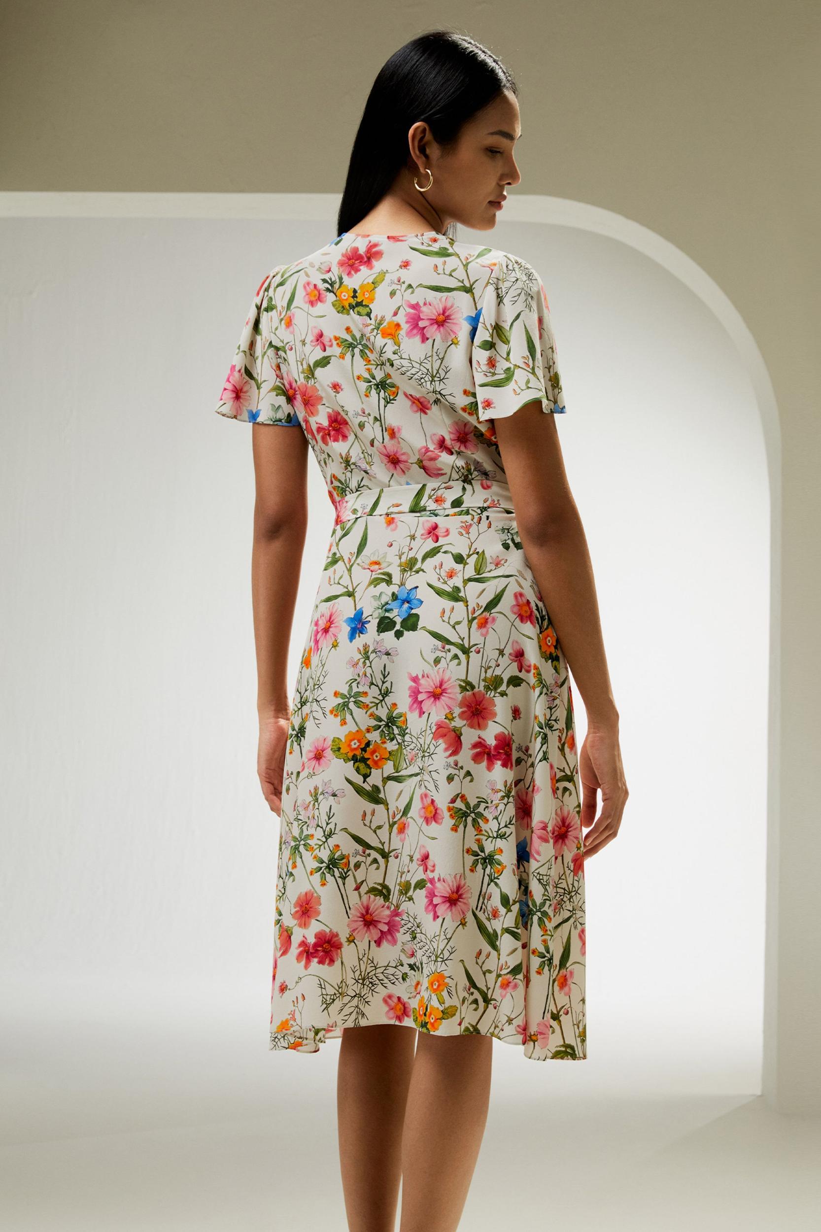 LILYSILK X MIM Floral Short Sleeve Dress With Tie Belt Product Image