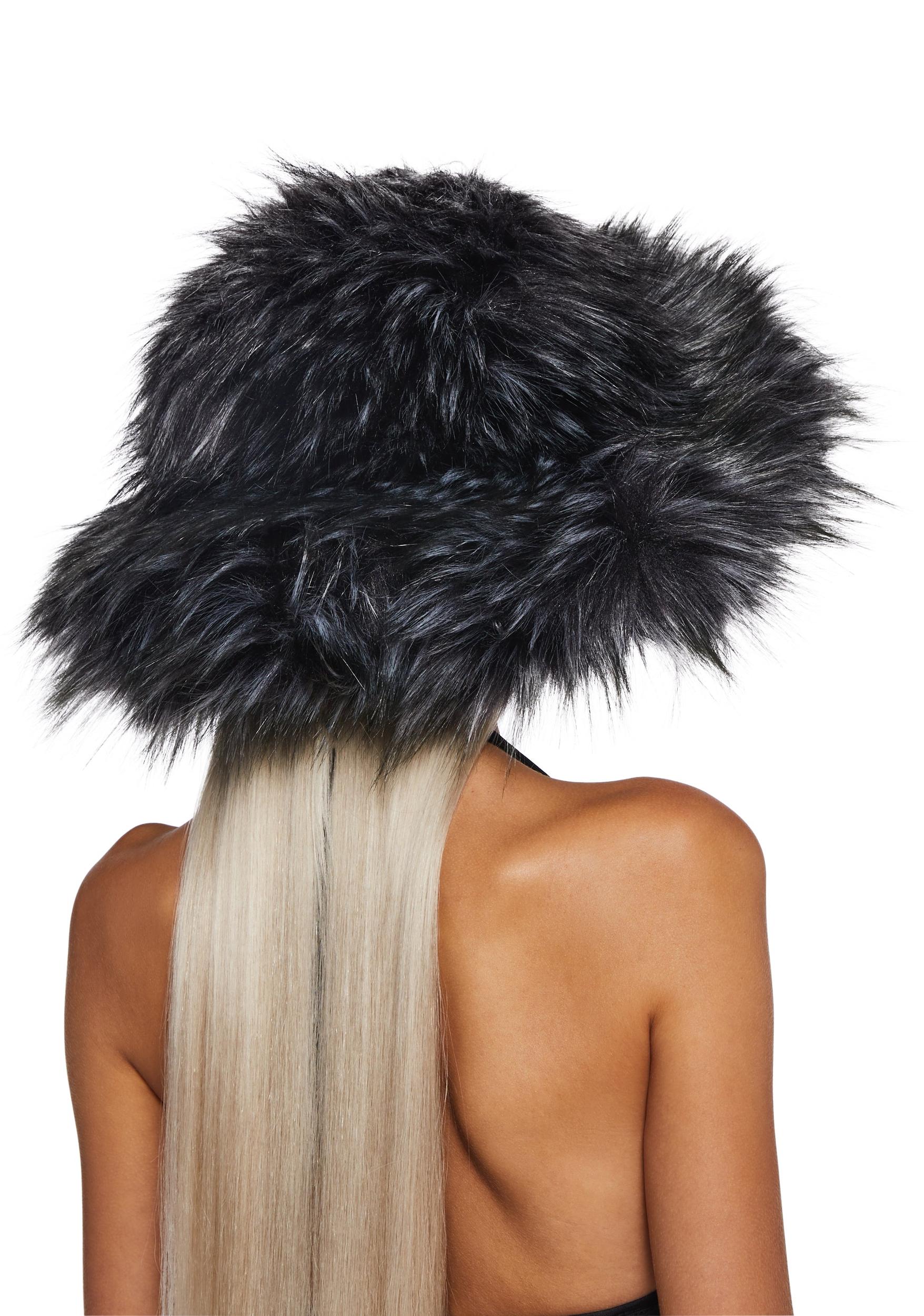Darker Wavs Faux Fur Oversized Bucket Hat - Gray Product Image
