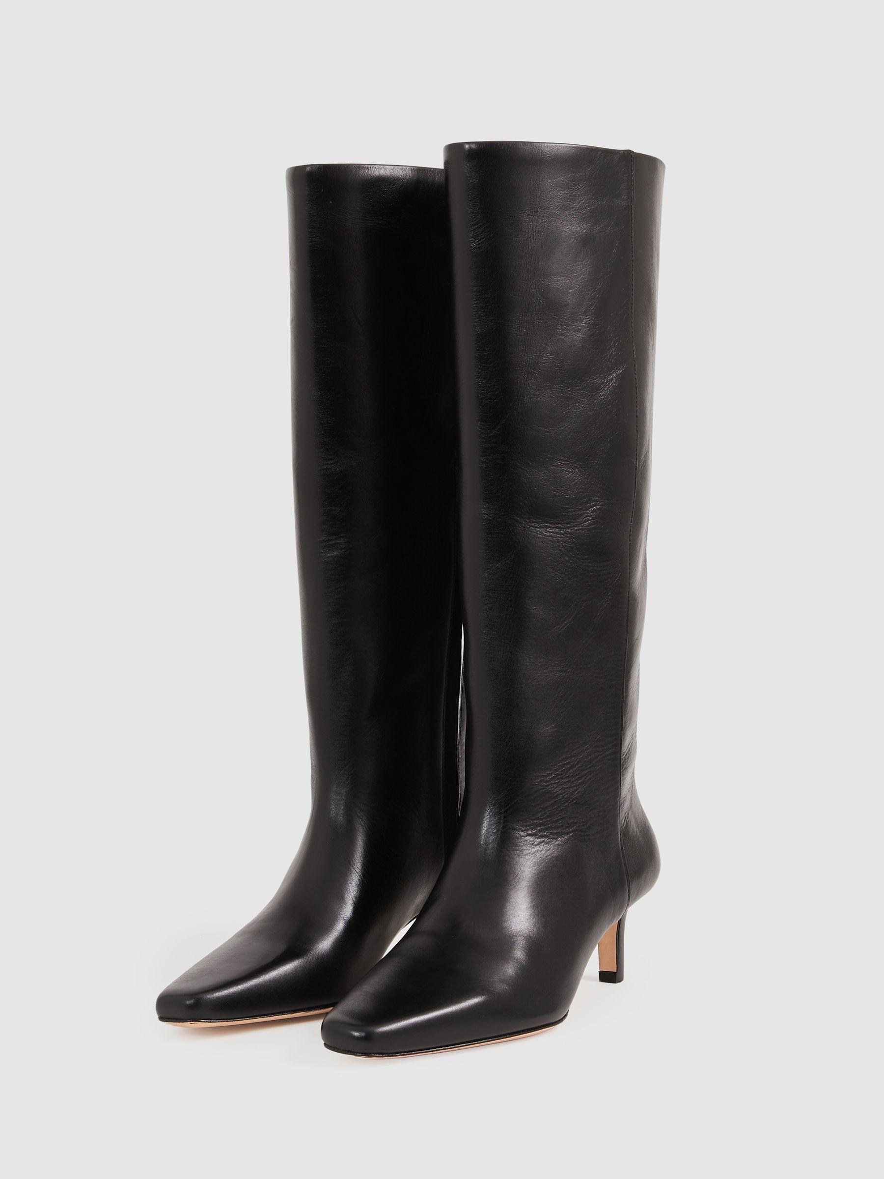 Paige Leather Knee-High Boots in Black Product Image