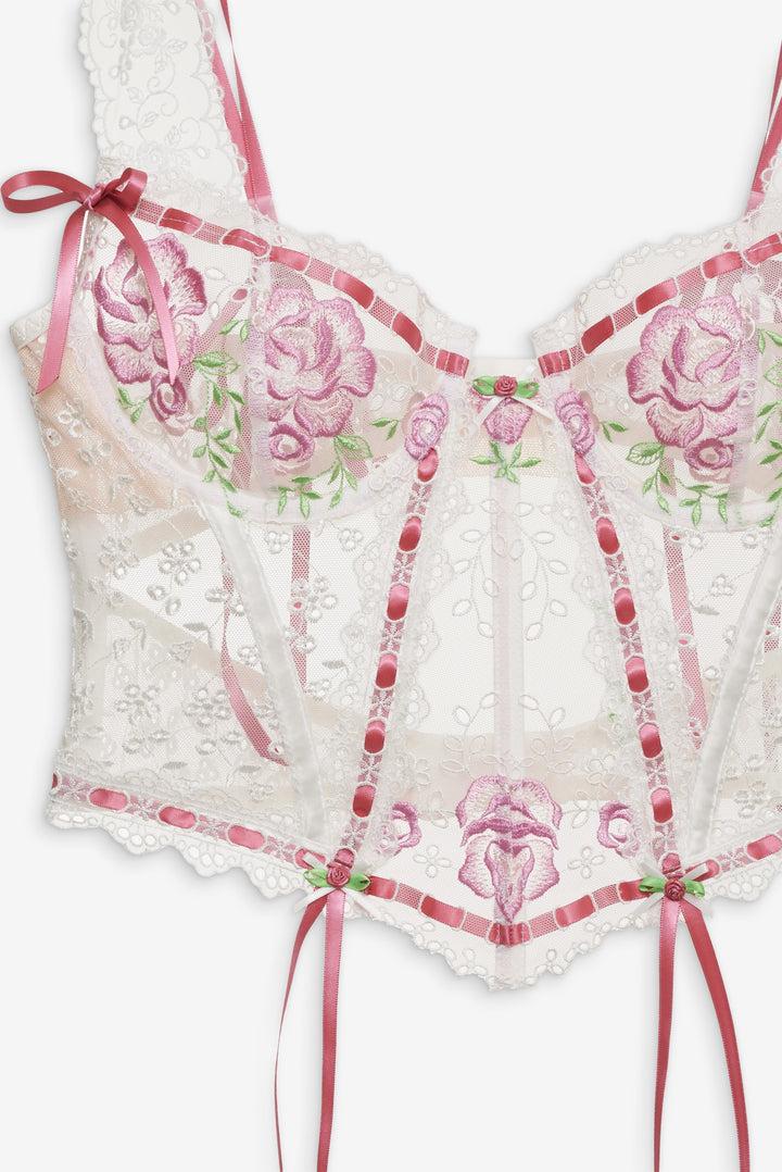 Rose Milk Eyelet Bustier — Pink Product Image