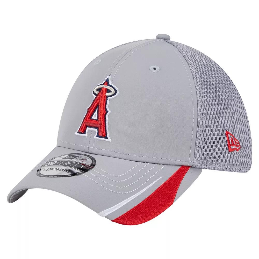 Men's New Era Gray Los Angeles Angels Linear 39THIRTY Flex-Fit Hat,  Product Image