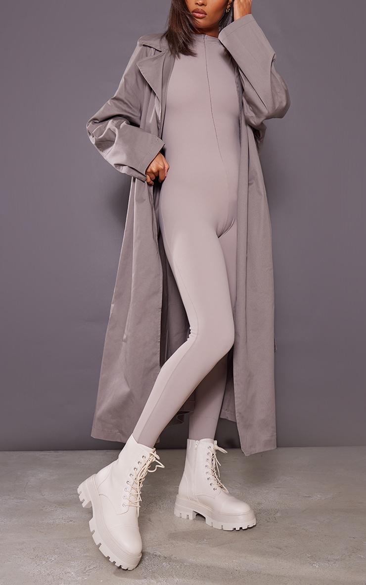 Cream Lace Up Chunky Sole Combat Boots Product Image