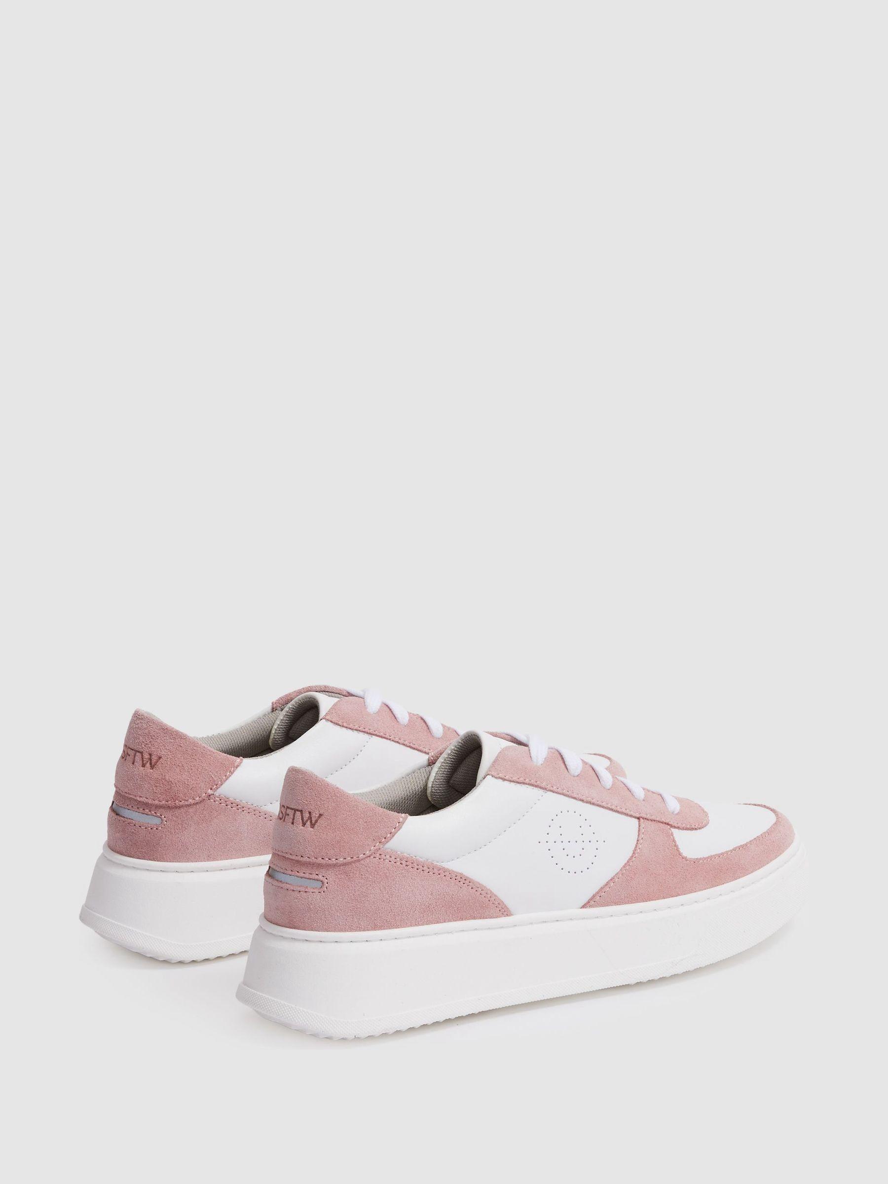 Unseen Footwear Suede and Leather Trainers in Pink/White Product Image