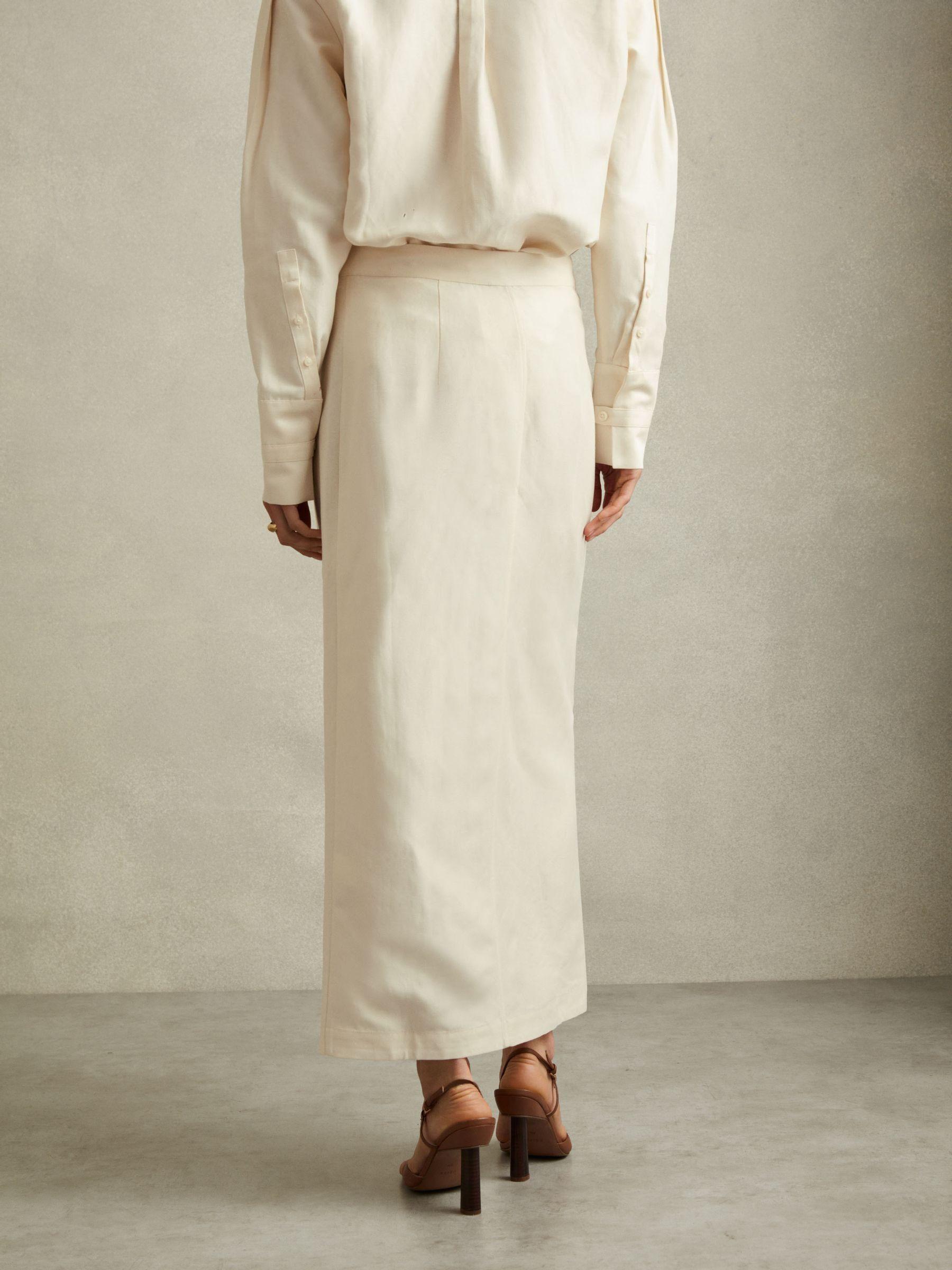 Caro Beige Wrap Front Midi Skirt with Linen Product Image