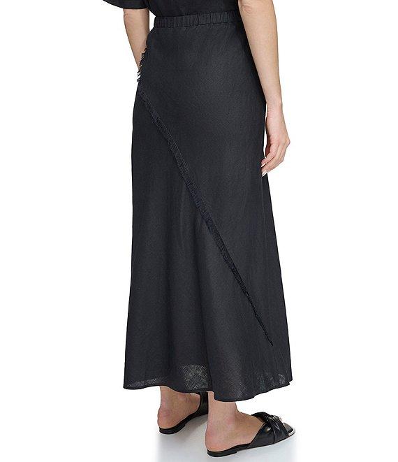 DKNY Linen Pull-On A-Line Midi Skirt Product Image