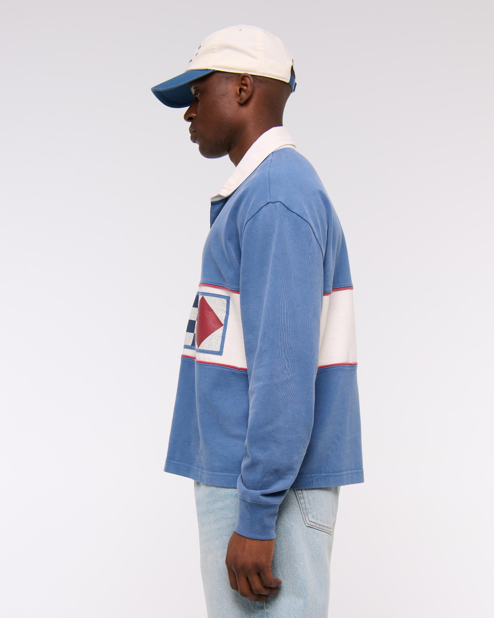 Long-Sleeve Cropped Rugby Polo Product Image