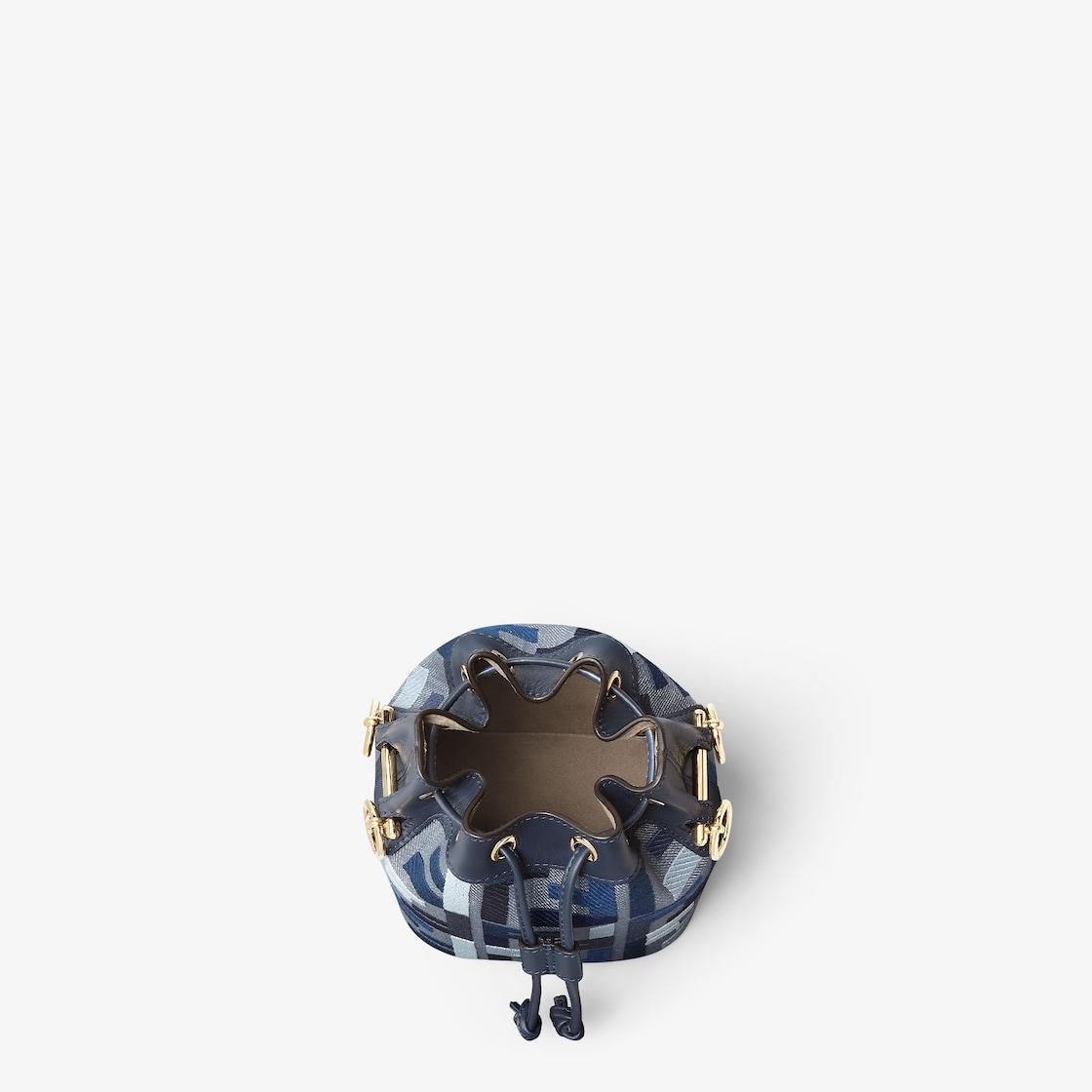 Mon TresorBlue canvas mini-bag with FF embroidery Product Image