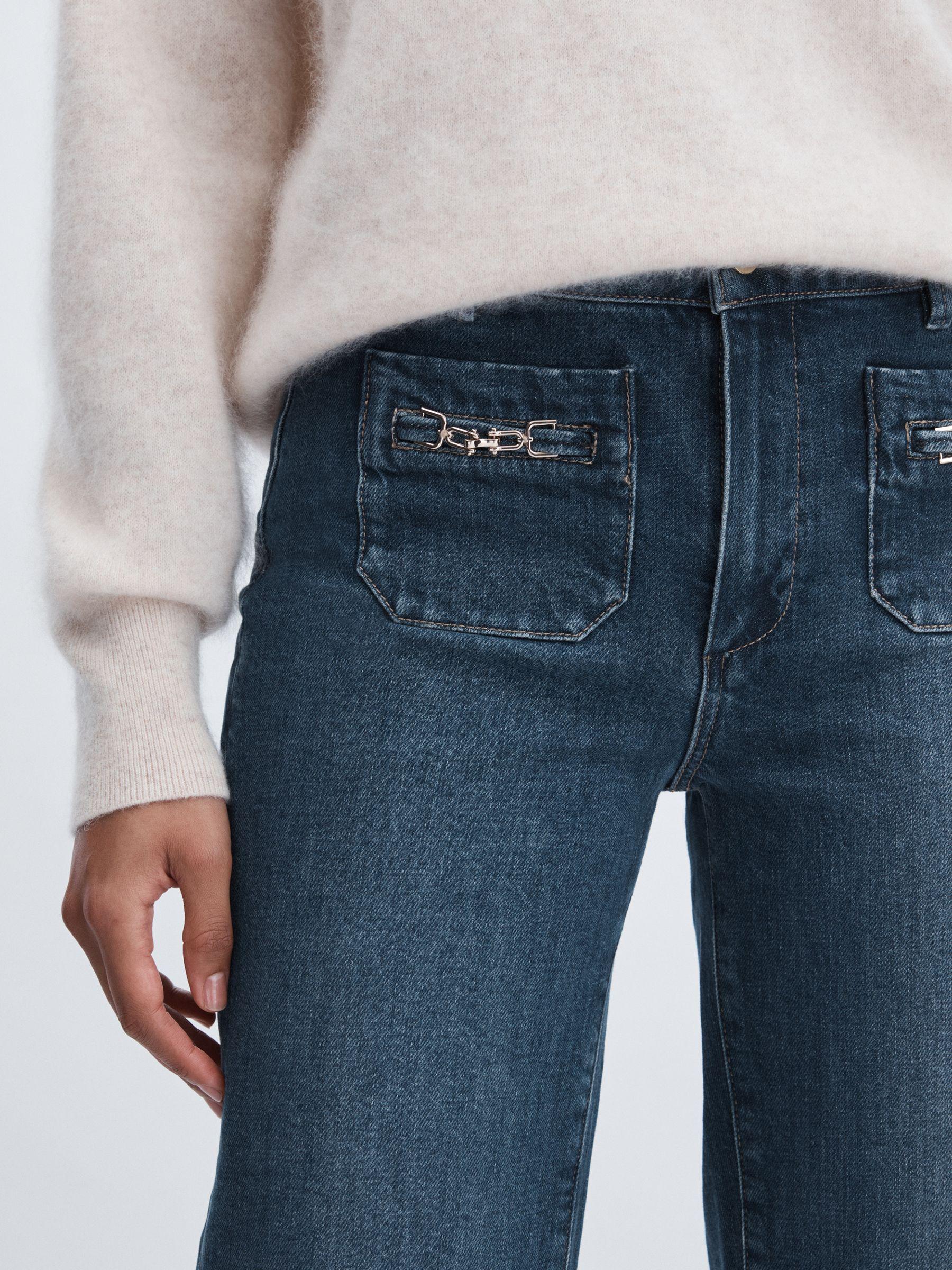 Paige Savon Blue Wide Leg Patch Pocket Jeans in Savon Blue Product Image