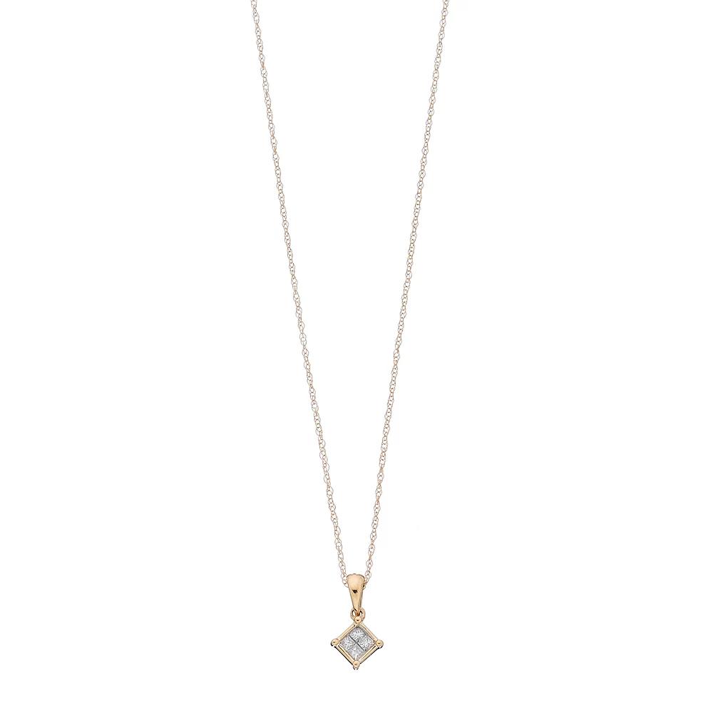 Celebration Gems 10k Gold 1/10 Carat T.W. Diamond Pendant, Women's, Size: 18", Yellow Product Image