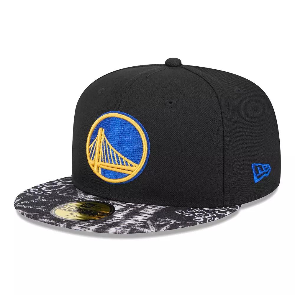 Men's New Era Black Golden State Warriors Coral Reef Visor 59FIFTY Fitted Hat,  Product Image
