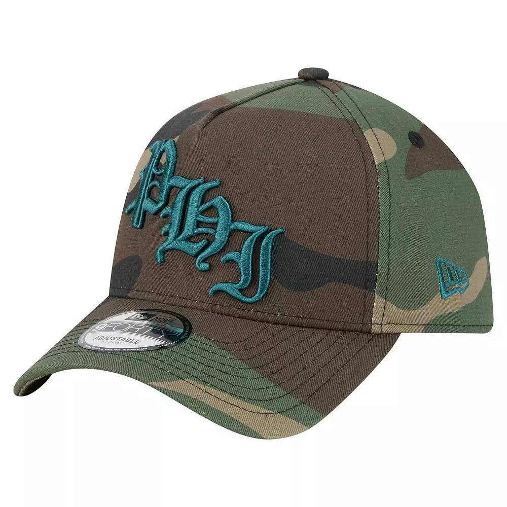 Men's New Era Camo Philadelphia Eagles Mystic Camo A-Frame 9FORTY Adjustable Hat, Green Product Image