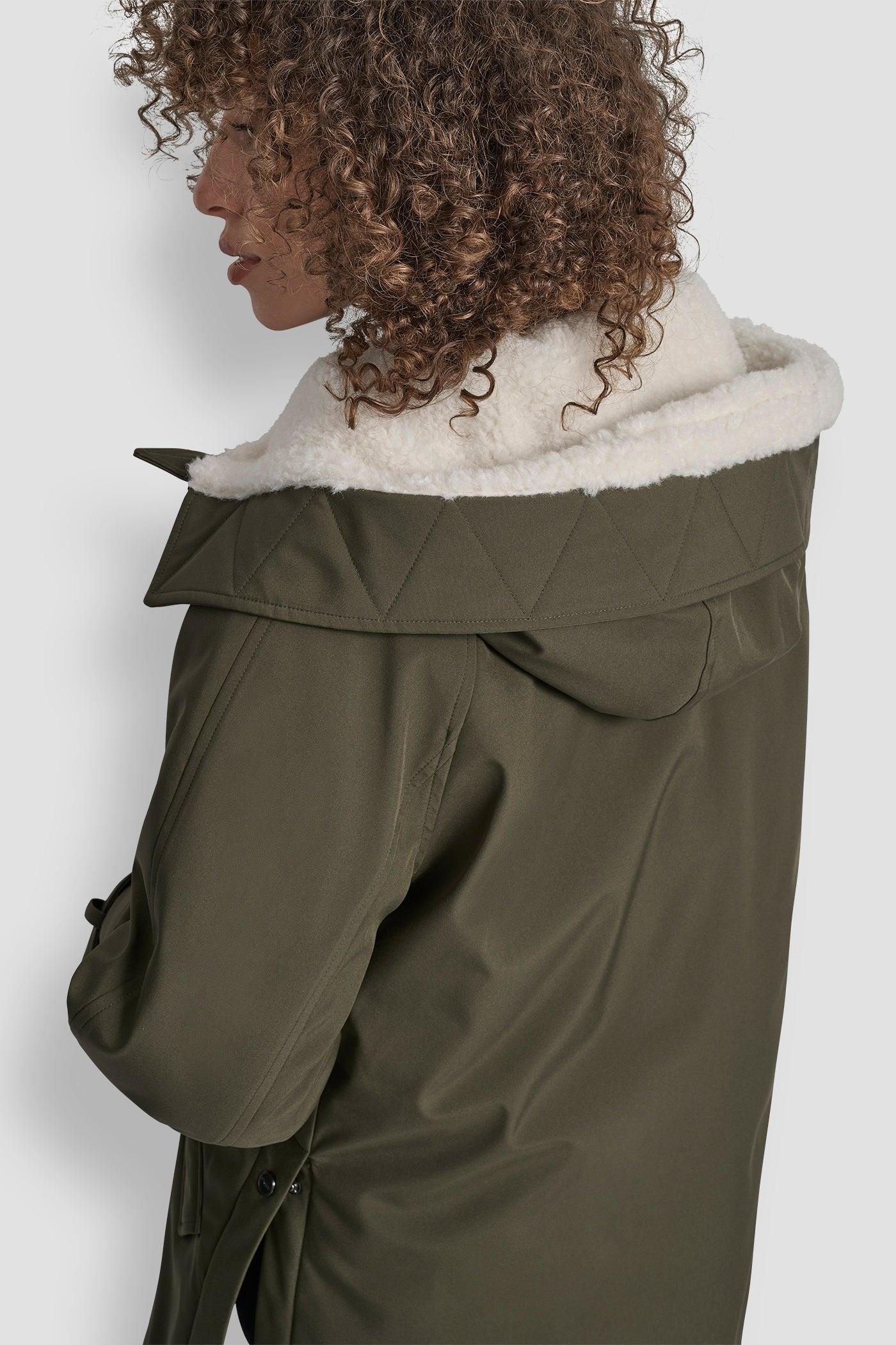 MID LENGTH FLEXTECH COAT WITH FUR HOOD Product Image