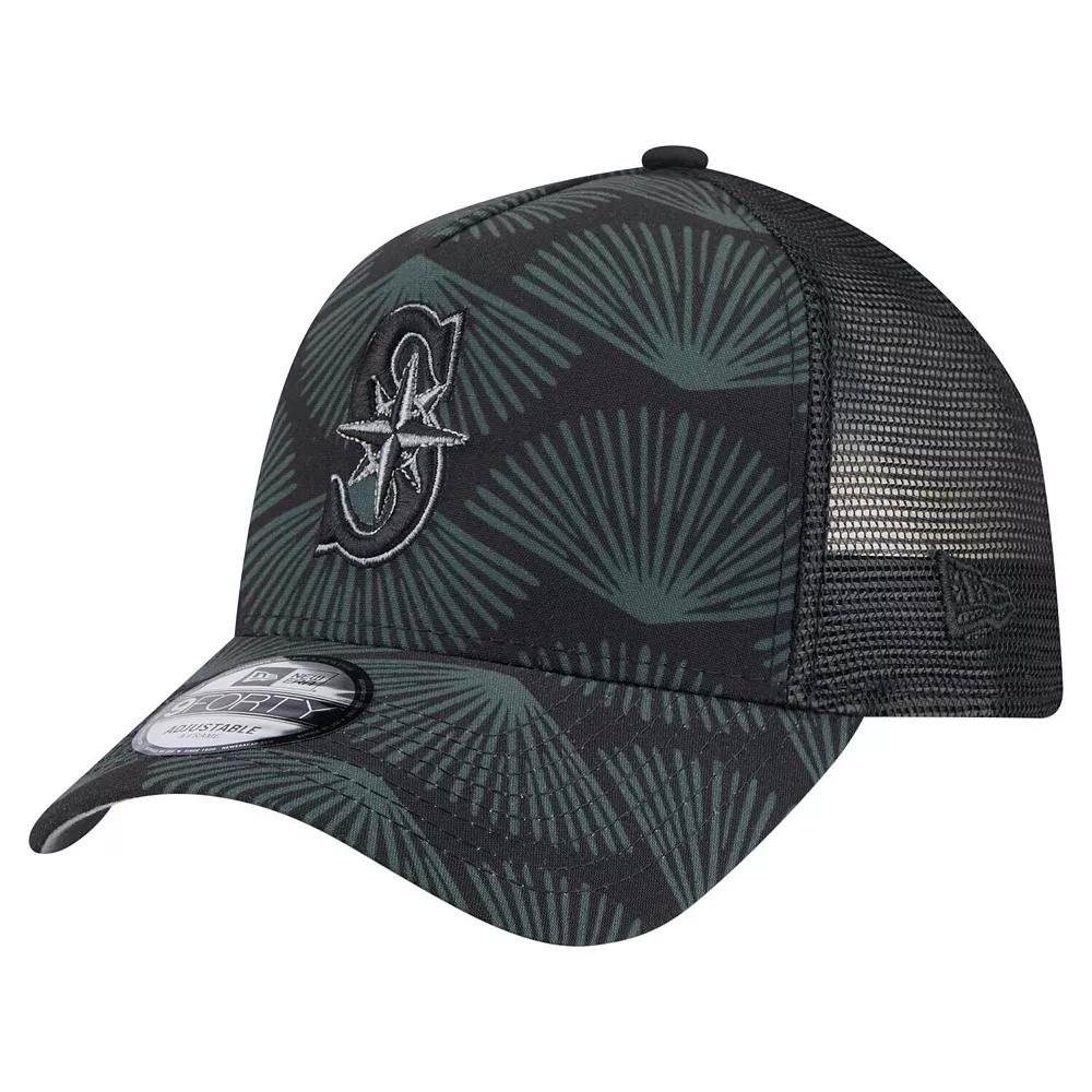 Men's New Era  Black Seattle Mariners 9FORTY A-Frame Trucker Adjustable Hat Product Image