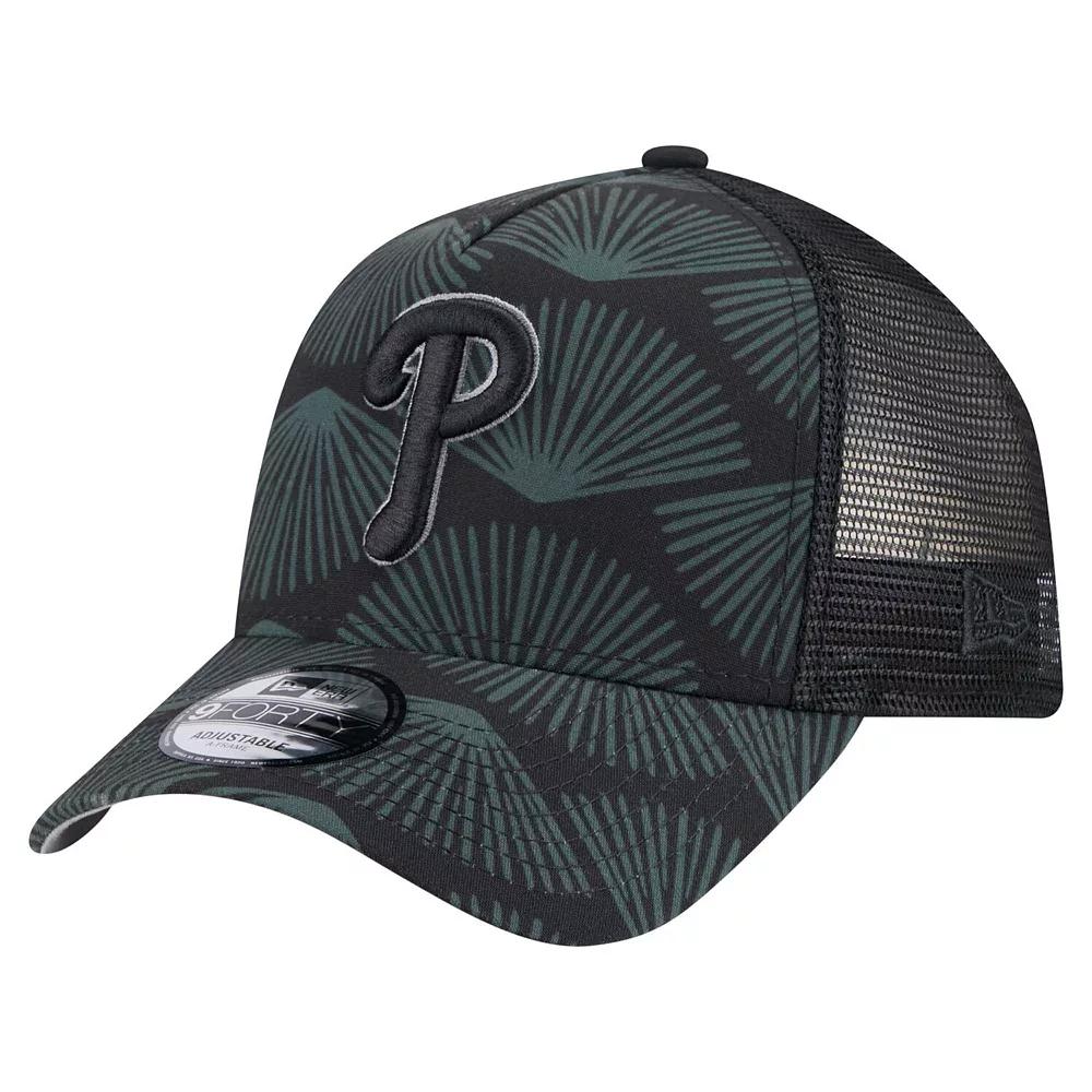 Men's New Era Black Philadelphia Phillies 9FORTY A-Frame Trucker Adjustable Hat Product Image