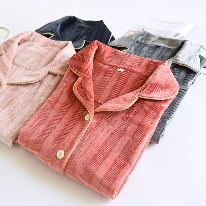 Couple Matching Striped Pajama Set Product Image