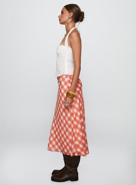 Living Color Maxi Skirt Orange Gingham Product Image