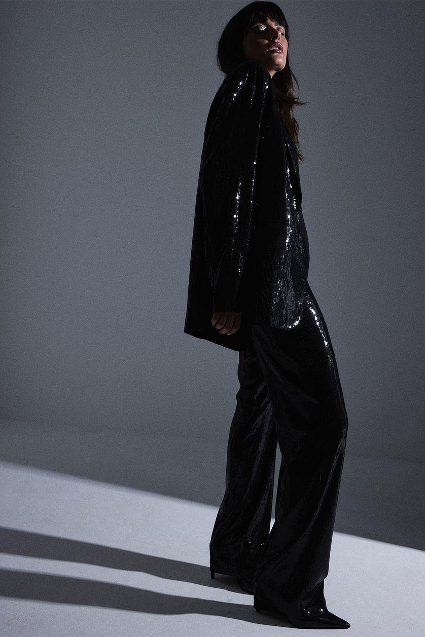 Mid Waist Loose Sequin Pants Product Image