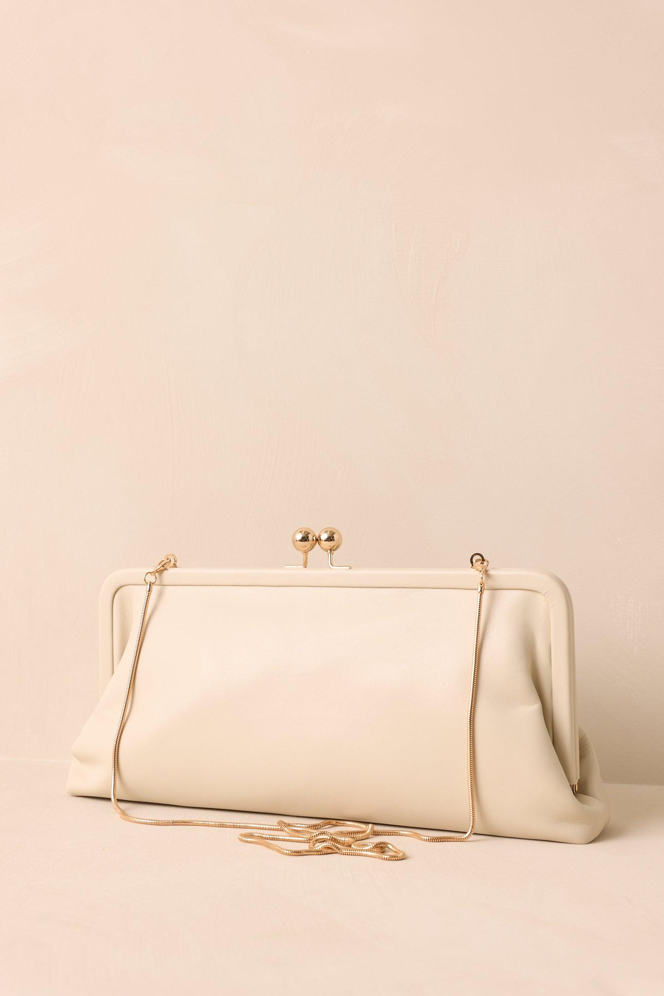 In Case You Missed It Ivory Faux Leather Clutch Handbag Product Image