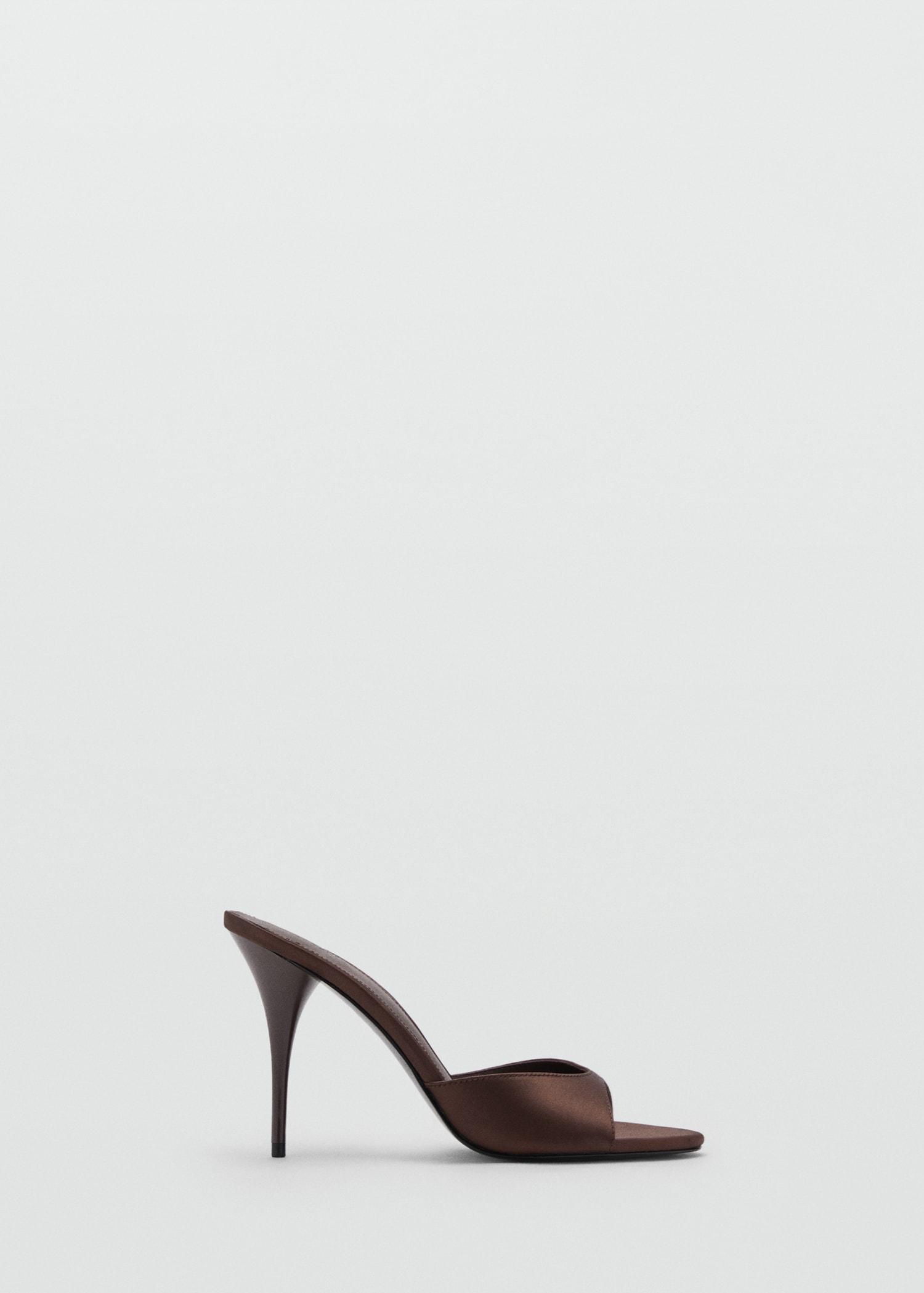 Satin leather-blend heeled sandals - Women | MANGO USA Product Image