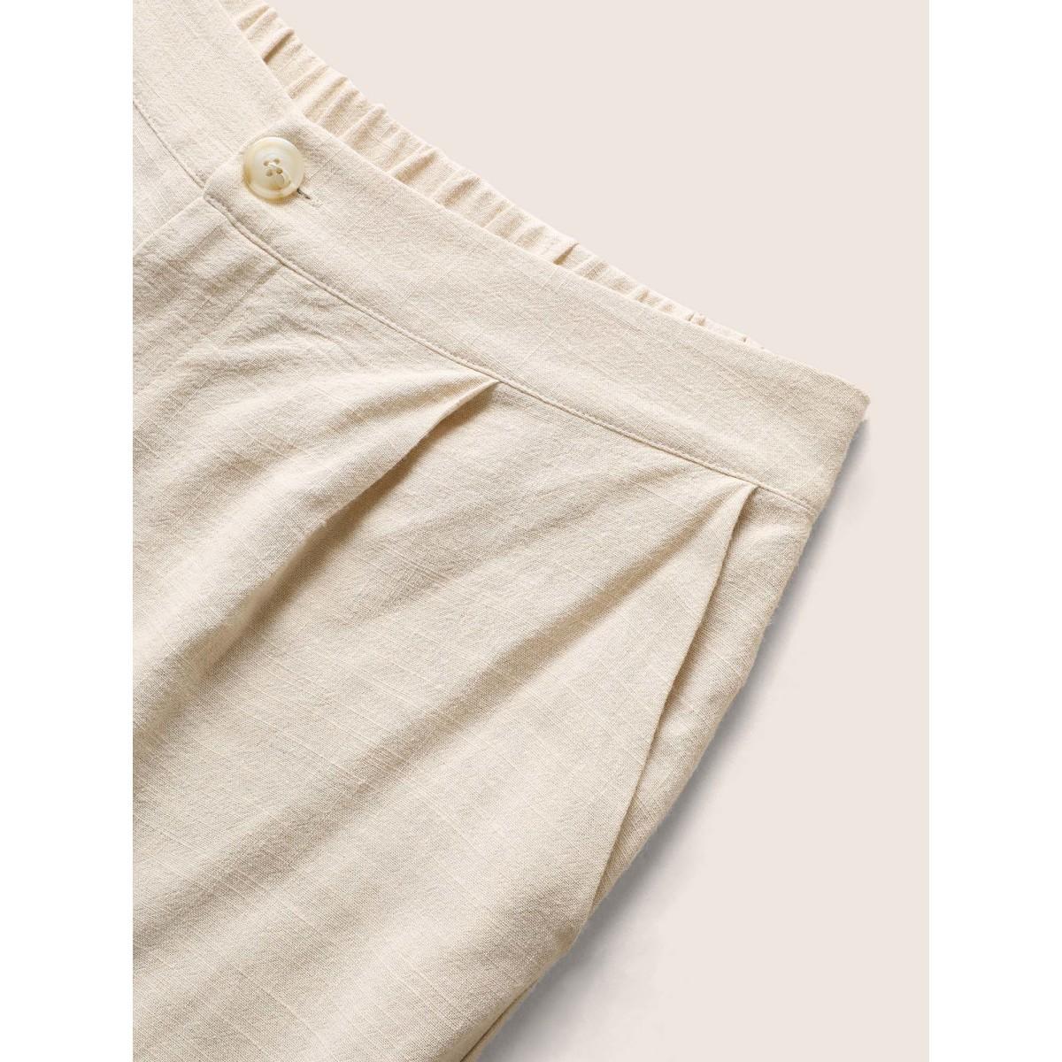 Plus Size Solid Side Seam Pocket Wide Leg Pants Women Apricot Casual Wide Leg High Rise Everyday Pants BloomChic 18-20/2X Product Image