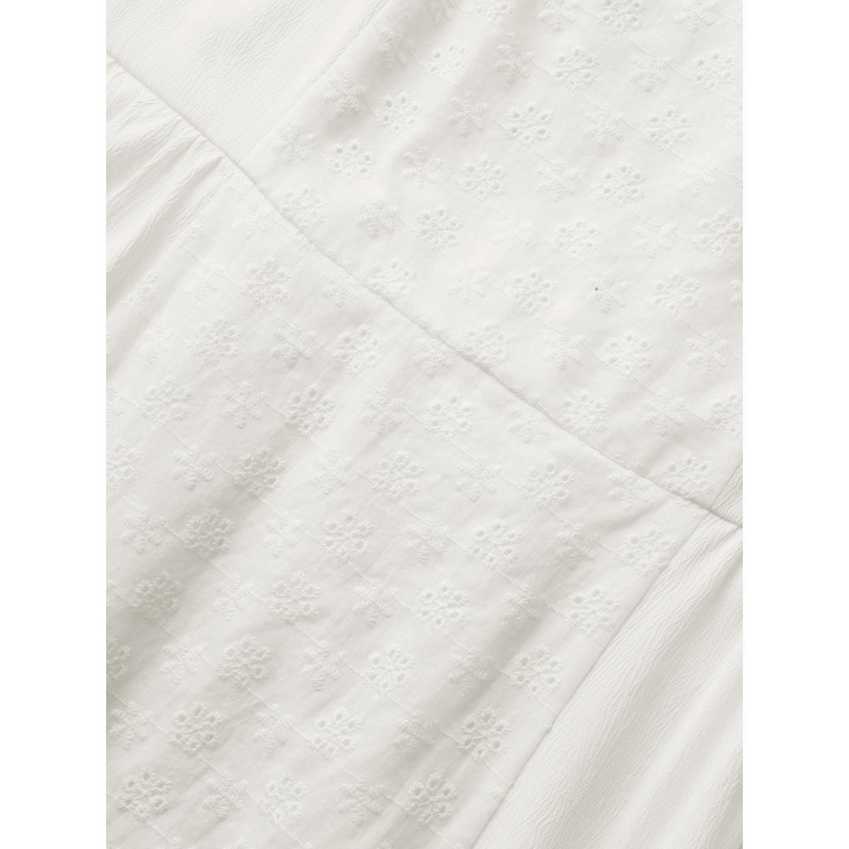 Plus Size Square Neck Broderie Anglaise Ruffle Cap Sleeve Dress Originalwhite Women Elegant Ruffles Square Neck Cap Sleeve Curvy BloomChic 18-20/2X Product Image