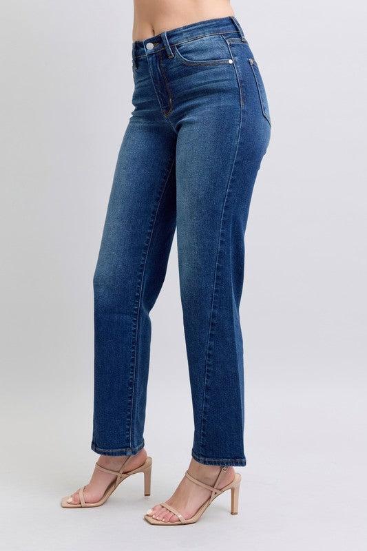 Elizabeth Hi-Rise Side Seam Detail Straight Judy Blue Jeans - ONLINE EXCLUSIVE! Product Image