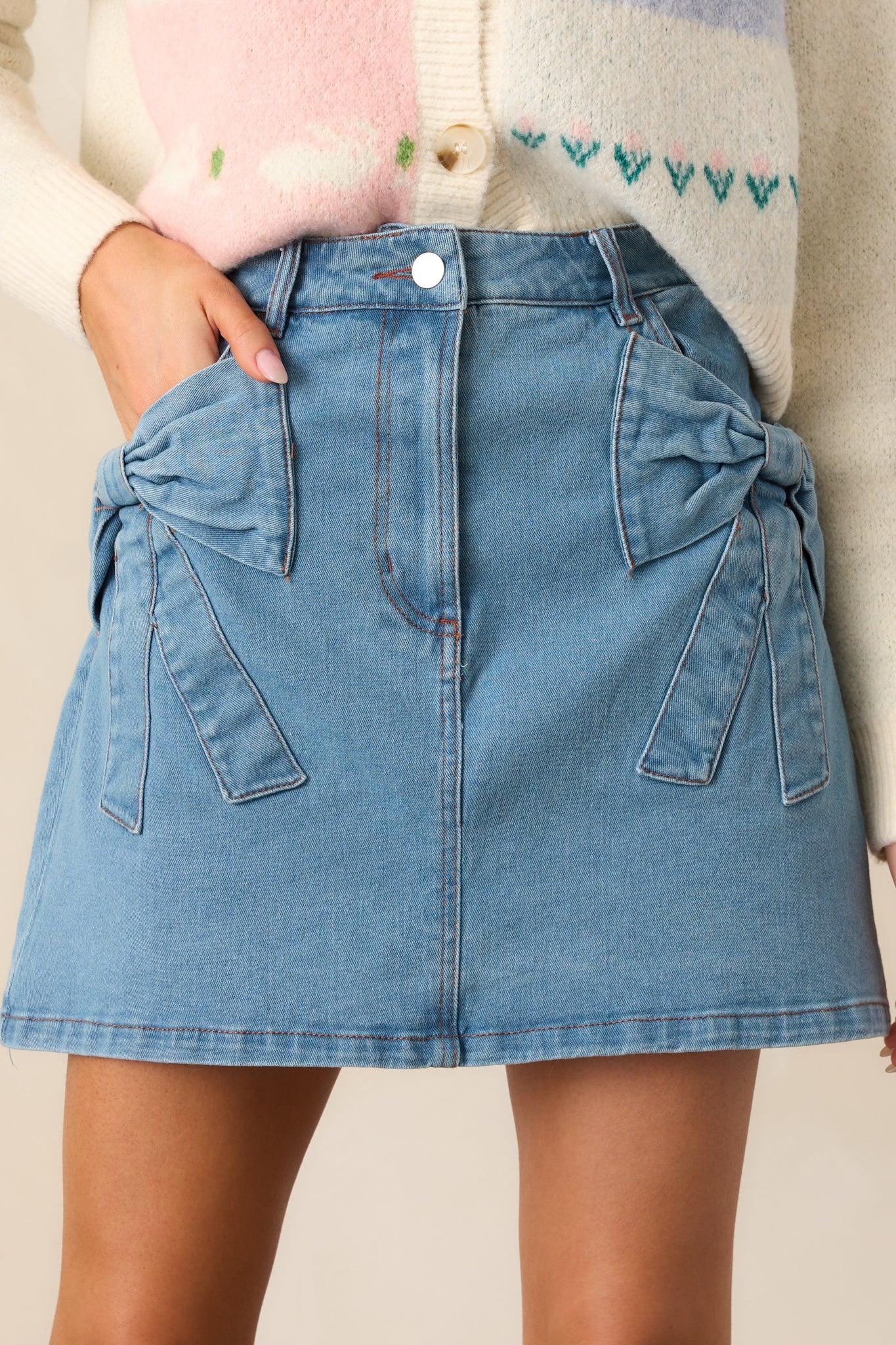 Feel The Rush Light Wash Denim Mini Skirt Product Image