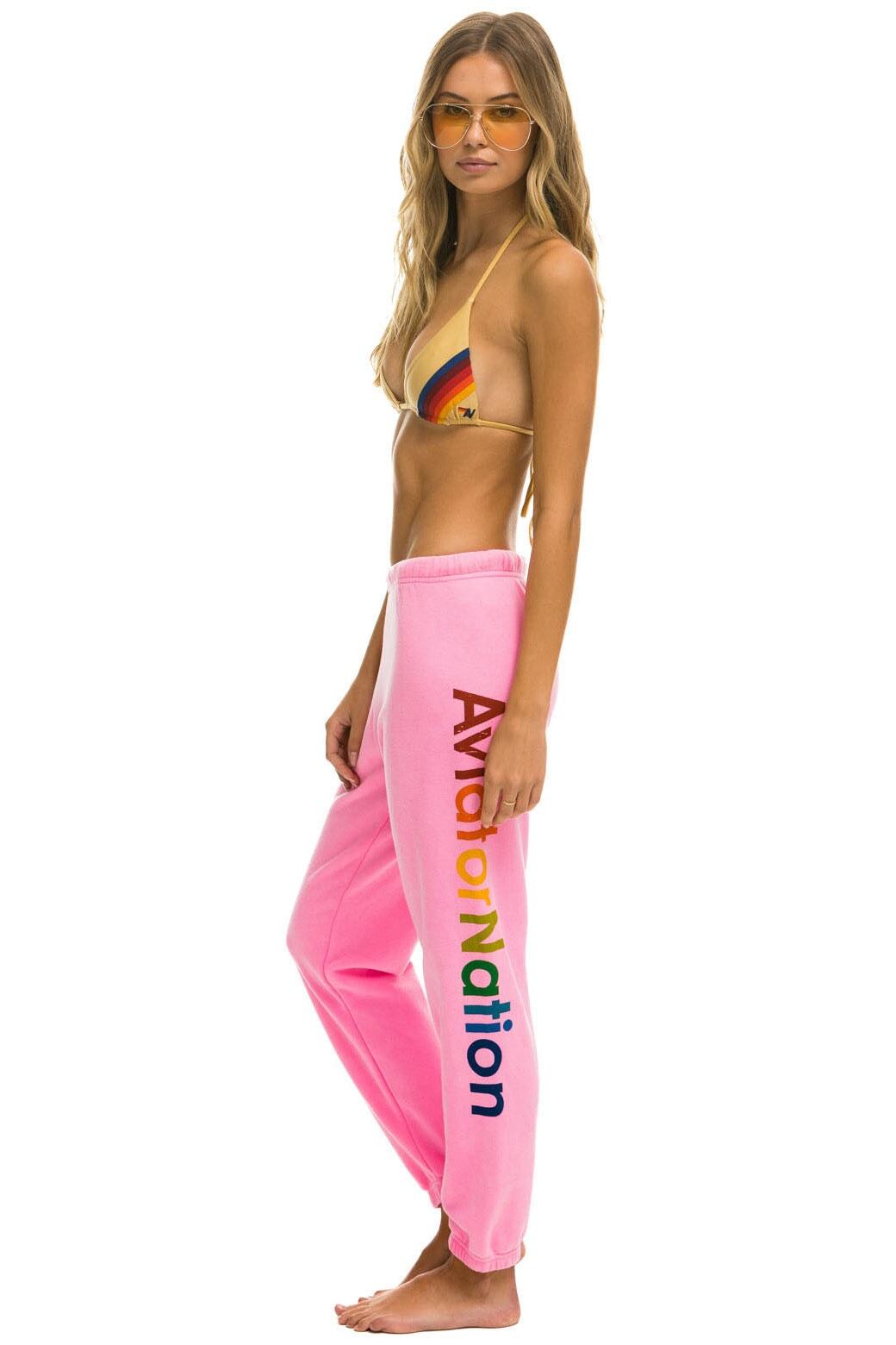 AVIATOR NATION NEW YORK CITY SWEATPANTS - NEON PINK Female Product Image