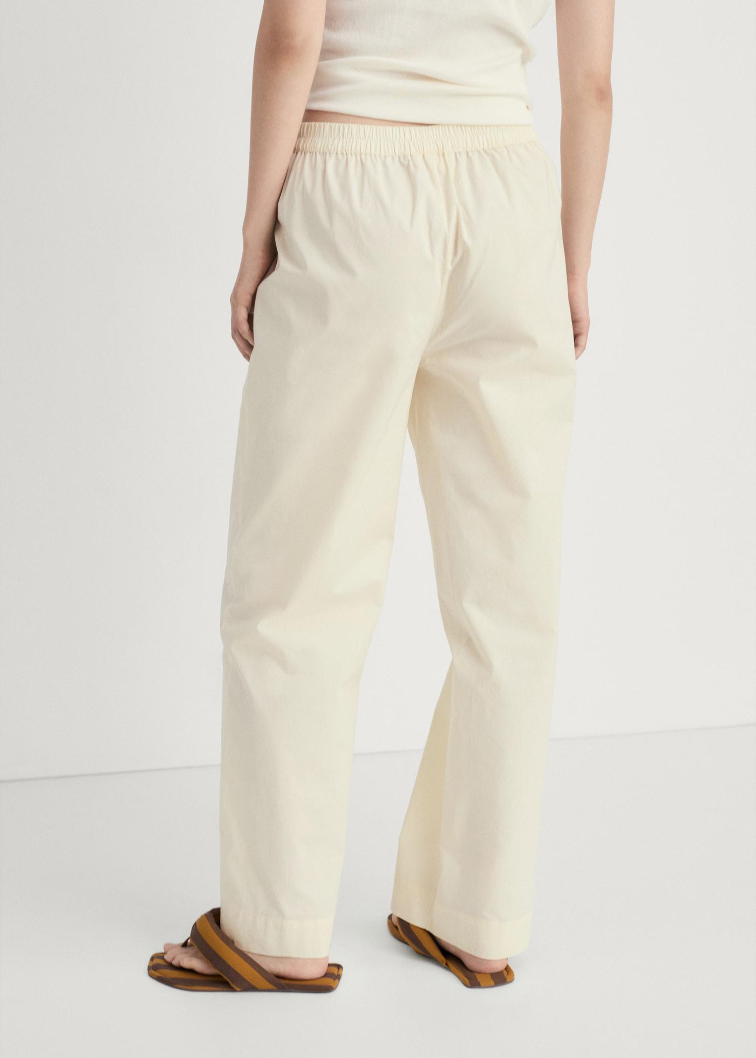 Garment-washed cotton pants - Women | MANGO USA Product Image