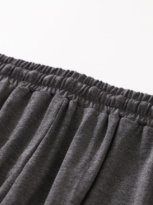 High Waisted Loose Drawstring Elasticity Solid Color Casual Pants Bottoms Trousers Product Image