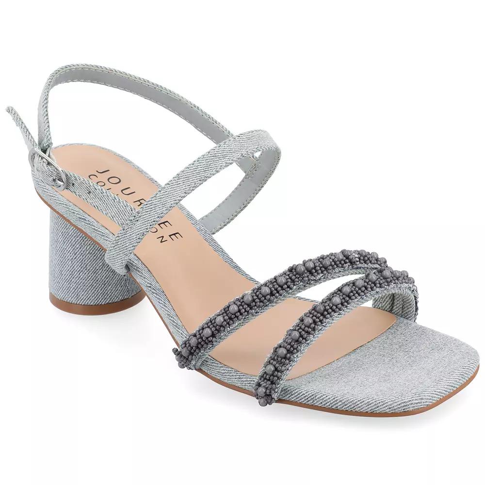Journee Lornnah Women's Beaded Strap Heeled Sandals,  Product Image