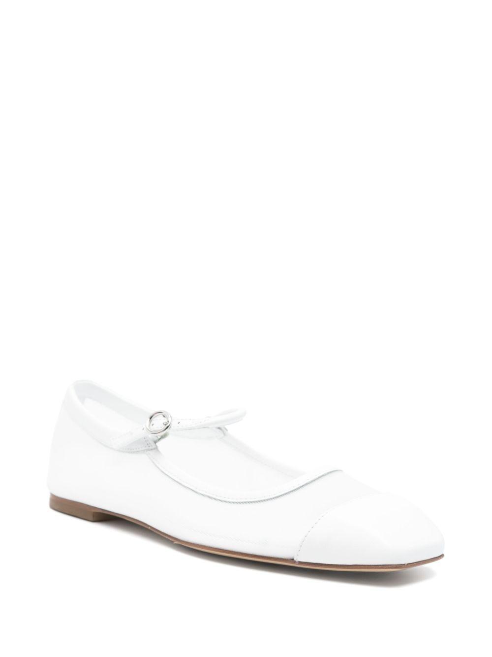 AEYDE Round Toe Ballerina Shoes With Contrast Piping In White Product Image